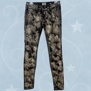 Express Black Rhinestone Acid Wash Skinny Jeans – Size 4 / 27 Y2K Rockstar Glam